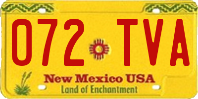 NM license plate 072TVA