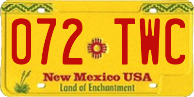 NM license plate 072TWC