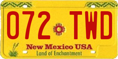 NM license plate 072TWD