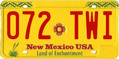 NM license plate 072TWI