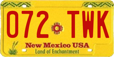 NM license plate 072TWK
