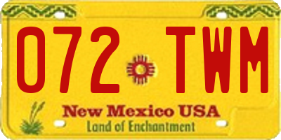 NM license plate 072TWM