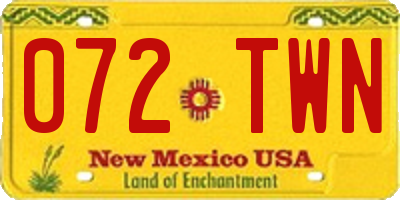 NM license plate 072TWN