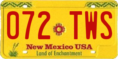 NM license plate 072TWS