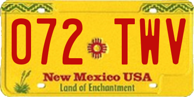 NM license plate 072TWV