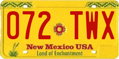 NM license plate 072TWX