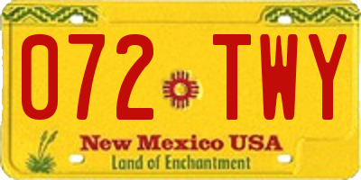 NM license plate 072TWY
