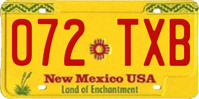 NM license plate 072TXB