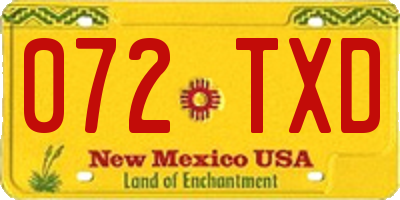 NM license plate 072TXD