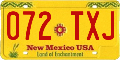NM license plate 072TXJ