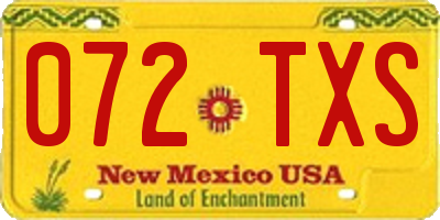 NM license plate 072TXS