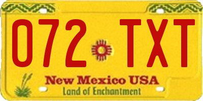 NM license plate 072TXT
