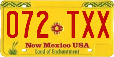 NM license plate 072TXX
