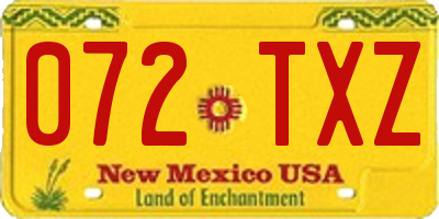 NM license plate 072TXZ