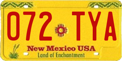 NM license plate 072TYA
