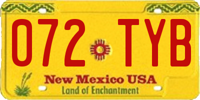 NM license plate 072TYB