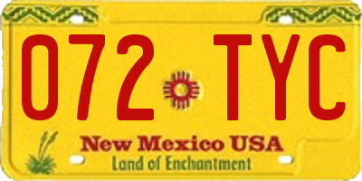 NM license plate 072TYC