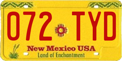 NM license plate 072TYD