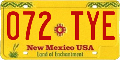 NM license plate 072TYE