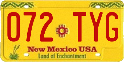 NM license plate 072TYG