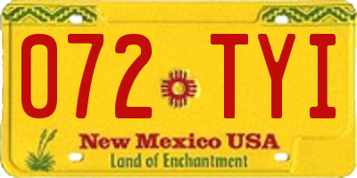 NM license plate 072TYI
