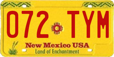 NM license plate 072TYM