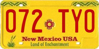 NM license plate 072TYO