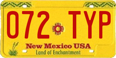NM license plate 072TYP