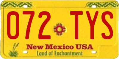 NM license plate 072TYS