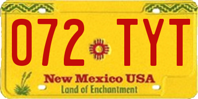 NM license plate 072TYT