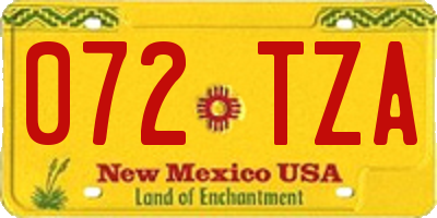 NM license plate 072TZA