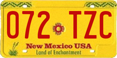NM license plate 072TZC