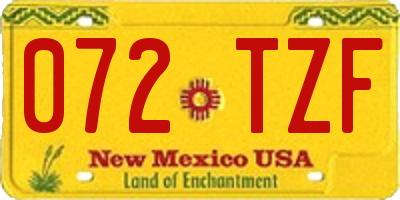 NM license plate 072TZF