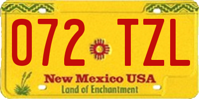 NM license plate 072TZL