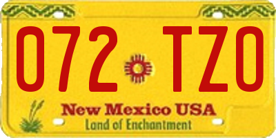 NM license plate 072TZO