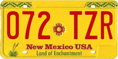 NM license plate 072TZR