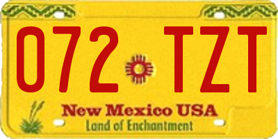 NM license plate 072TZT