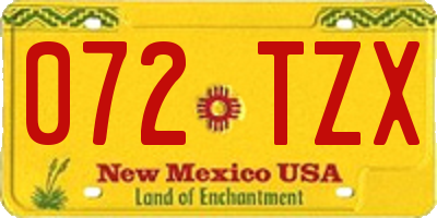 NM license plate 072TZX