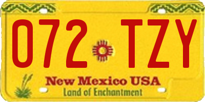 NM license plate 072TZY