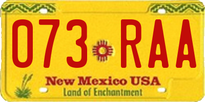 NM license plate 073RAA