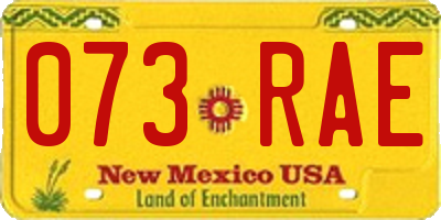 NM license plate 073RAE