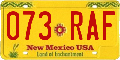 NM license plate 073RAF