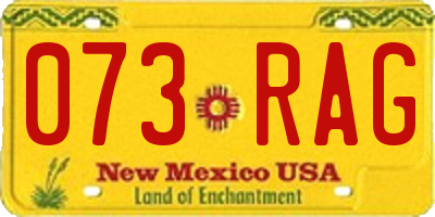 NM license plate 073RAG