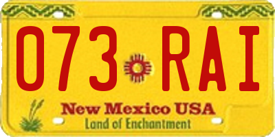 NM license plate 073RAI