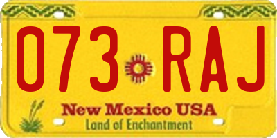 NM license plate 073RAJ