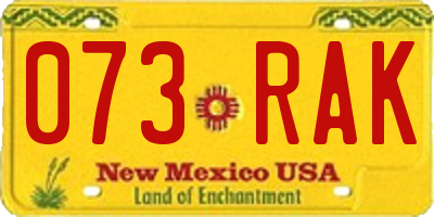 NM license plate 073RAK