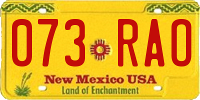 NM license plate 073RAO