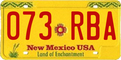 NM license plate 073RBA