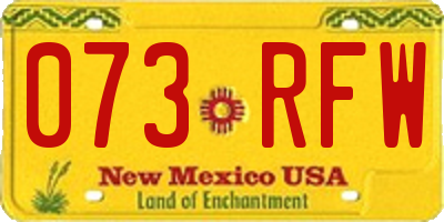 NM license plate 073RFW