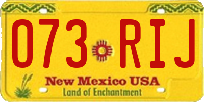 NM license plate 073RIJ